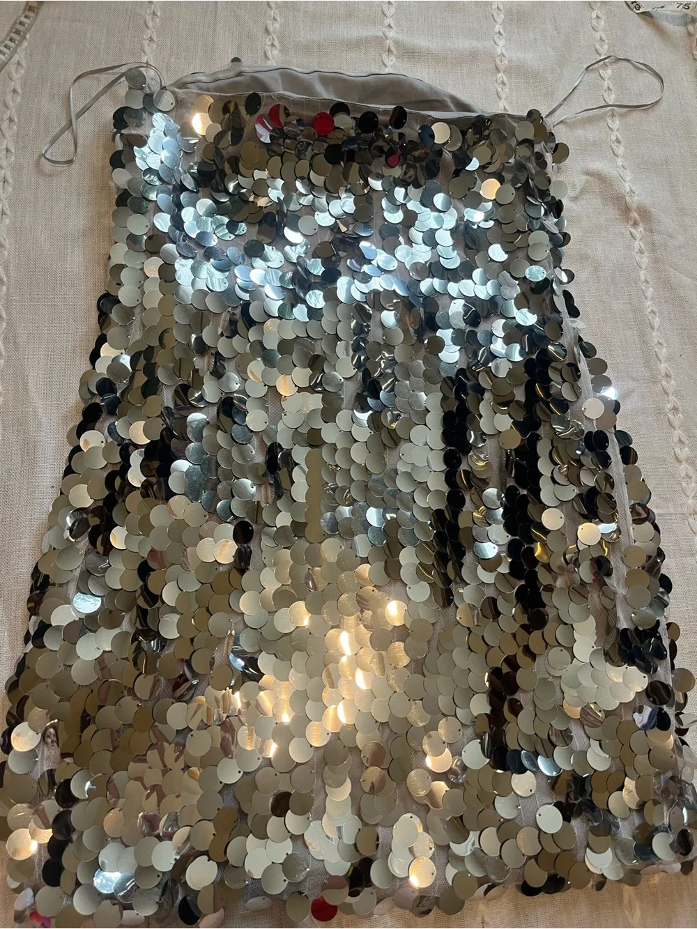 12th Tribe Pippa Silver Disco Sequin Dress – Size Large (NWT) - Picture 2 of 8